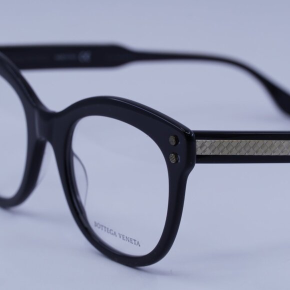 Bottega Veneta BV0241O 001 Eyeglasses Shiny Black 49mm Square Frame - Picture 4 of 9